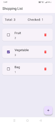 Shopping List Screen 3