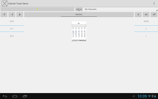 Clarinet Tuner Demo Screen 3
