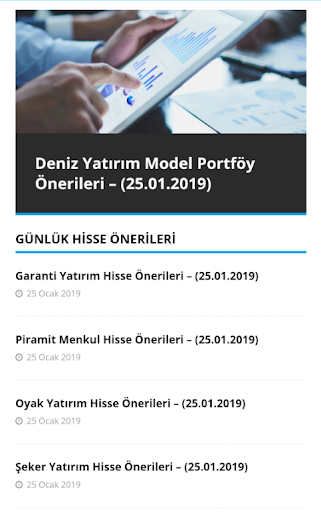 Android application Hisse Önerileri screenshort