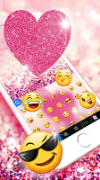 screenshot of Pink Heart Glitter Keyboard Theme