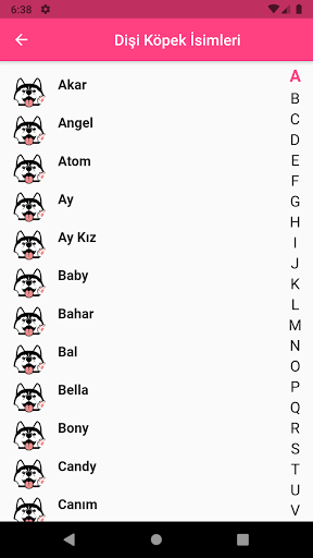 Köpek İsimleri Screen 2