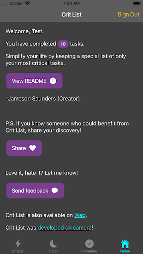 Crit List Screenshot
