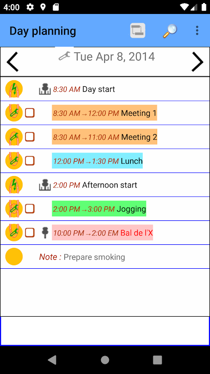 Day planning - New - (Android)
