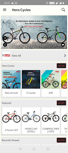 Android application Hero Cycles screenshort