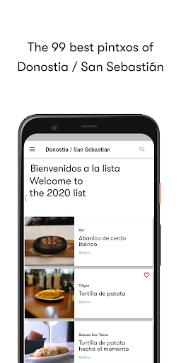 Android application Pintxos screenshort