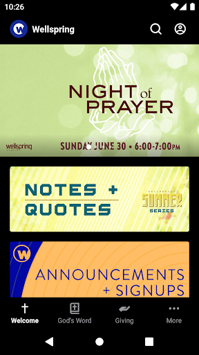 Android application The Wellspring Church App screenshort