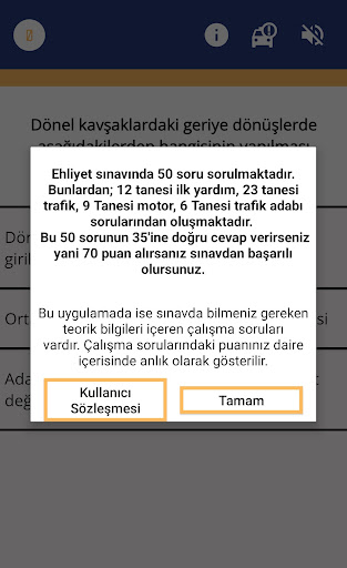 Android application Ehliyet Sınavı Çalış screenshort