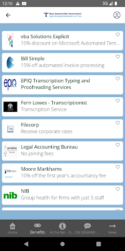 NZBA Member Benefits App Screen 3