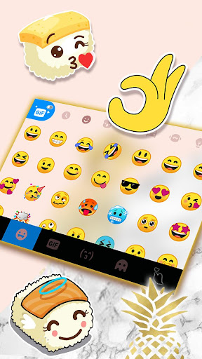 Marble Gold Pineapple Keyboard Screen 3