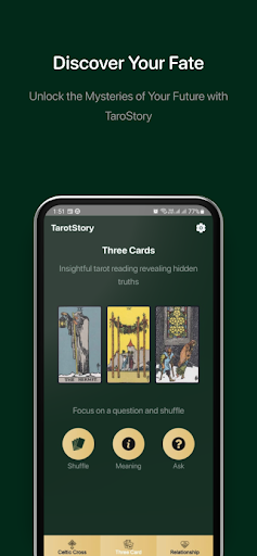 Screenshot of TaroStory AI Tarot Card Reader