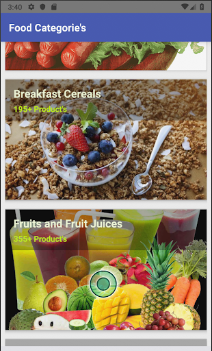 Android application Nutritions screenshort
