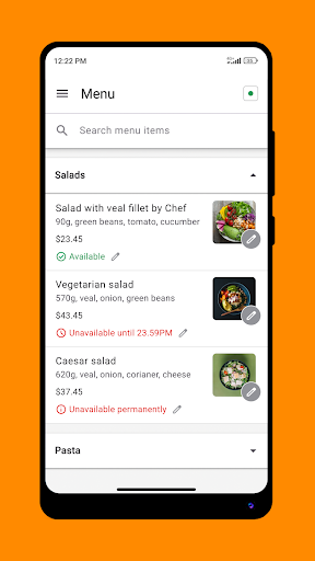 Android application Orders.co Manager screenshort