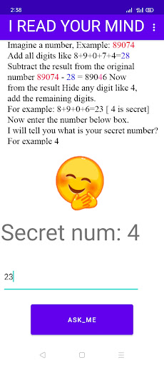 Mind Reader Game Screen 3