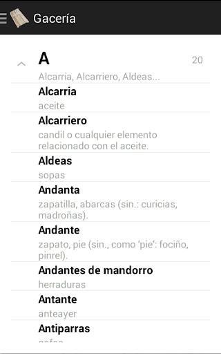 Diccionario de Gacería Screen 3