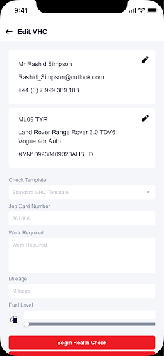 autoVHC Screen 3