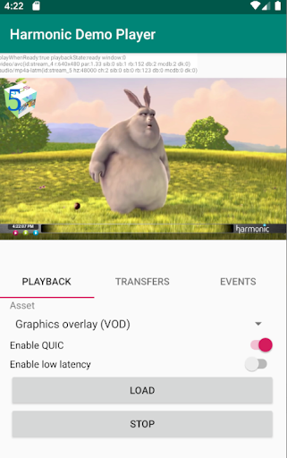 Android application Harmonic VOS Player Demo screenshort