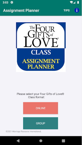 Android application Four Gifts of Love® Class screenshort