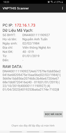 QR bảo hiểm y tế - VNPT HIS Screen 2