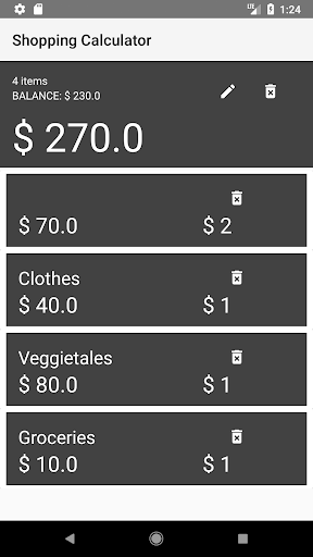 Shopping Calculator Screen 2