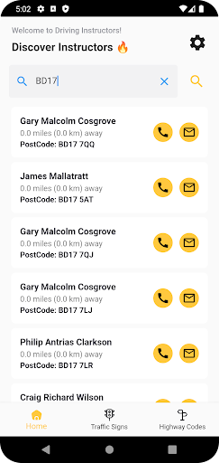 Driving Instructors Finder Screen 2