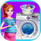 Mother Washing Girl Clothes icon