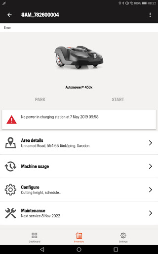 Screenshot of Husqvarna Fleet Services