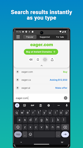 Android application Instant Domain Search screenshort