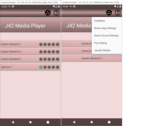 J42 Media Player - Bird Sounds Screen 2