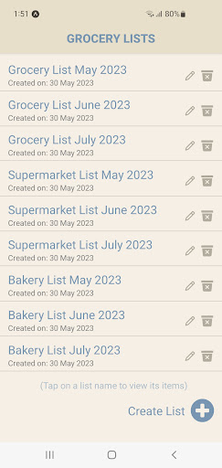 Grocery Lister Screen 3