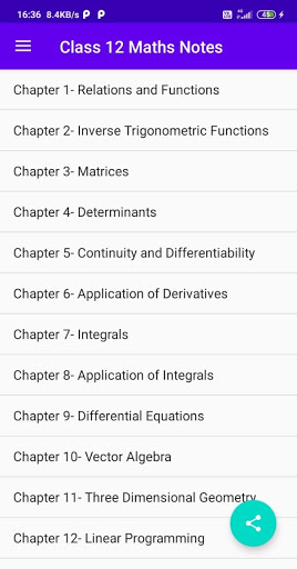 Android application Class 12 Maths Notes screenshort