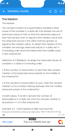 Statistics Guide Screen 2