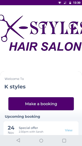 Android application Karen Styles Hair Salon screenshort