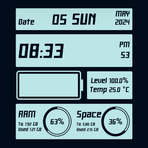 Digital clock & Mobile info logo