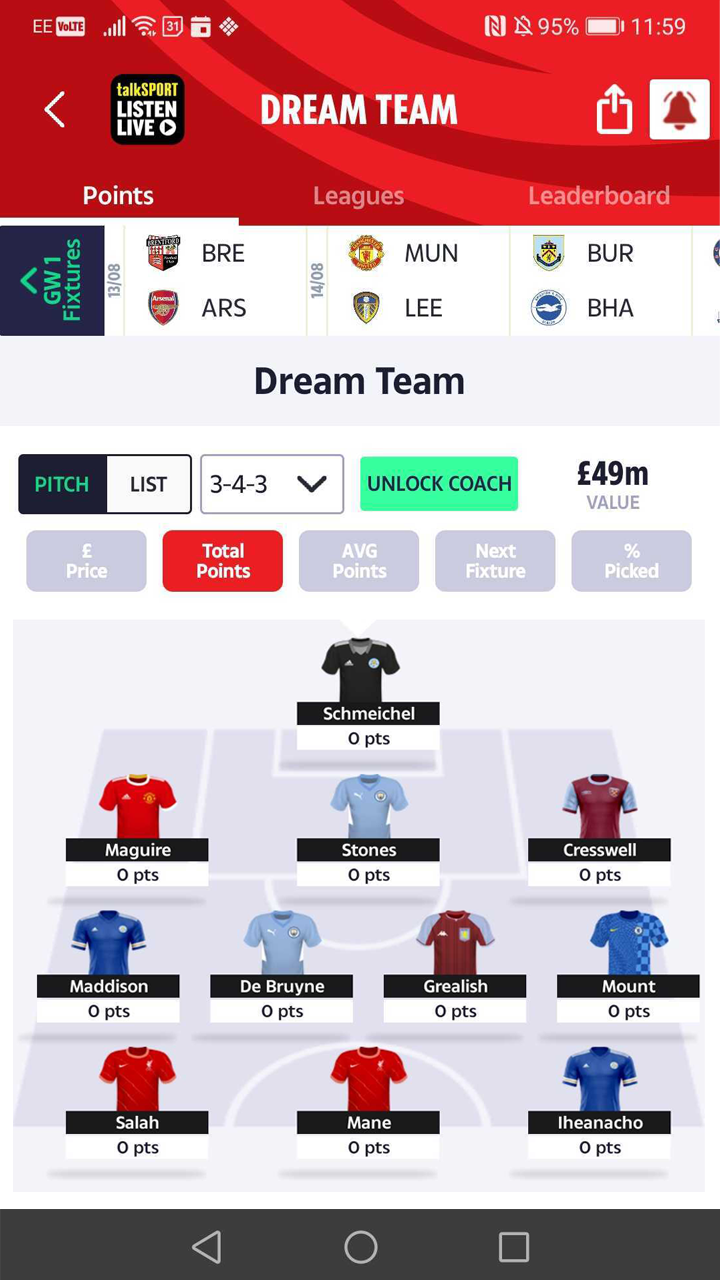 Android application Dream Team Fantasy Football screenshort