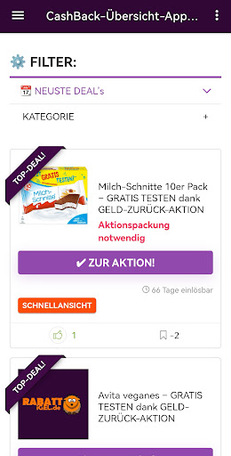 Android application CashBack, Angebote & Coupons screenshort