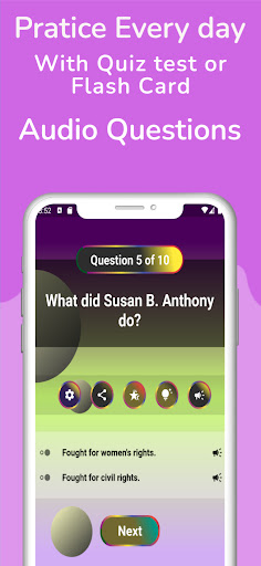 Android application US Citizenship Audio Test 2024 screenshort