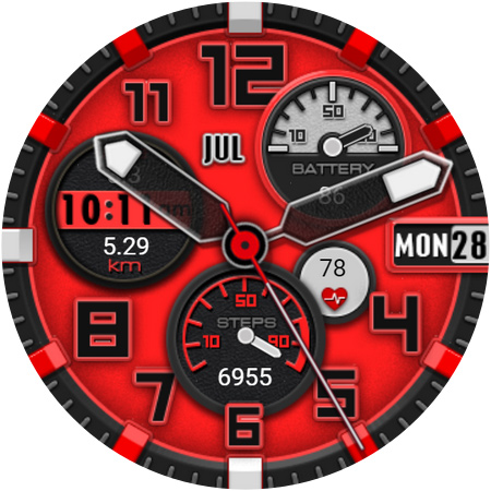 Red Step Watch Face screenshot 11