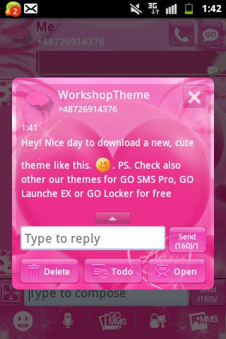 Pink Love Theme GO SMS Pro Screen 2