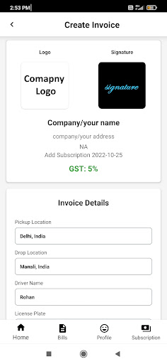Taxi Invoice Maker - Billing