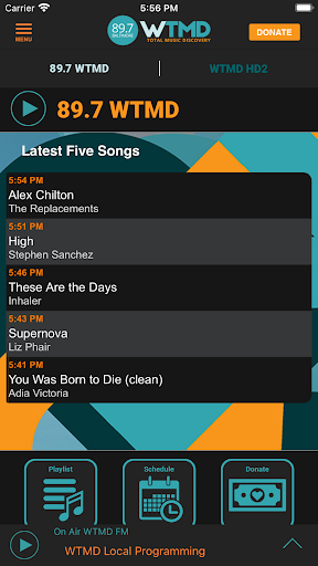 89.7 WTMD Screen 2