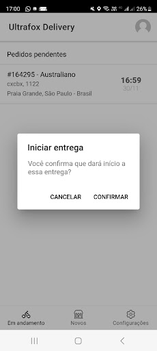 Android application Ultrafox Menu | Entregadores screenshort