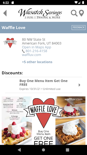 Android application Wasatch Savings: 241 Dining screenshort