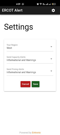 Android application ERCOT Alert screenshort