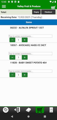 Valley Produce CheckOut Screen 3