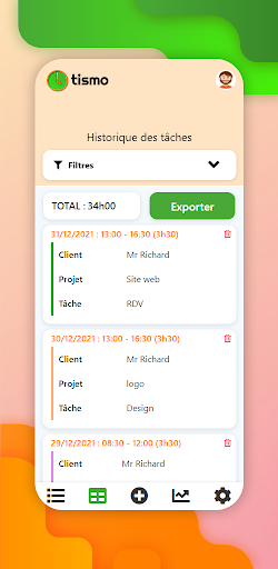 Tismo - Suivi de temps Screen 2