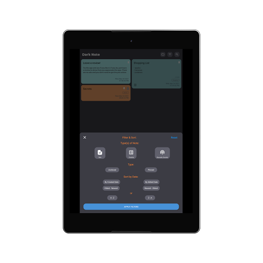 Screenshot of Dark Note - Notes + Grocery