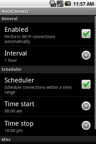 Android application AutoConnect screenshort