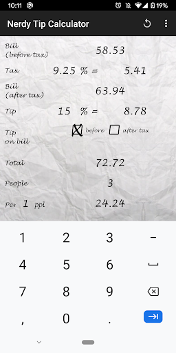 Nerdy Tip Calculator Screen 2