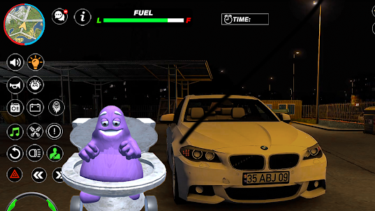 The Grimace Toilet car Driving