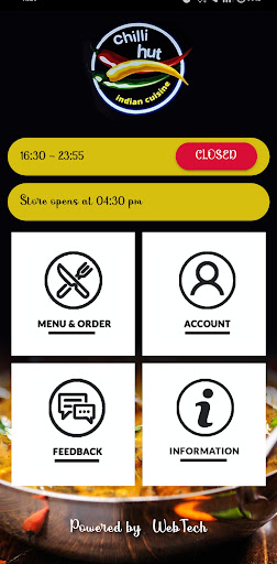 Android application Chilli Hut screenshort